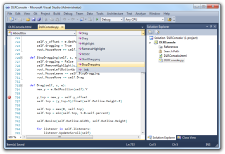 IronPython Tools for Visual Studio 2010